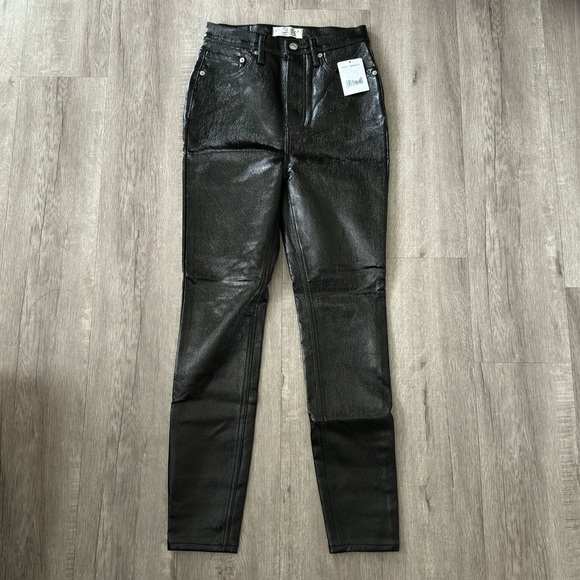 NWT Free People We The Free Phoenix Coated Jeans Black Shiny Patent Size 26 - Picture 3 of 12